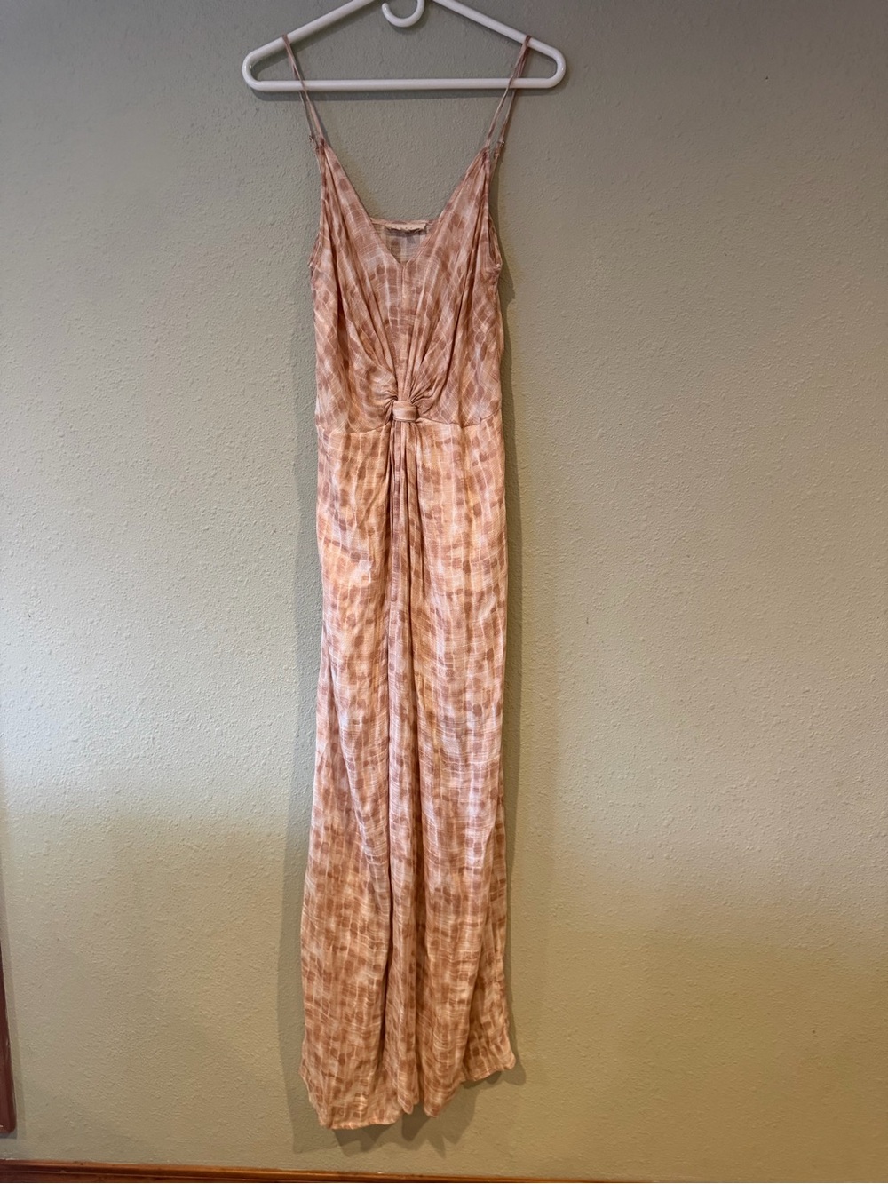 Promesa Pink & Tan Tie-Dye Knot Front Maxi Dress Size Medium